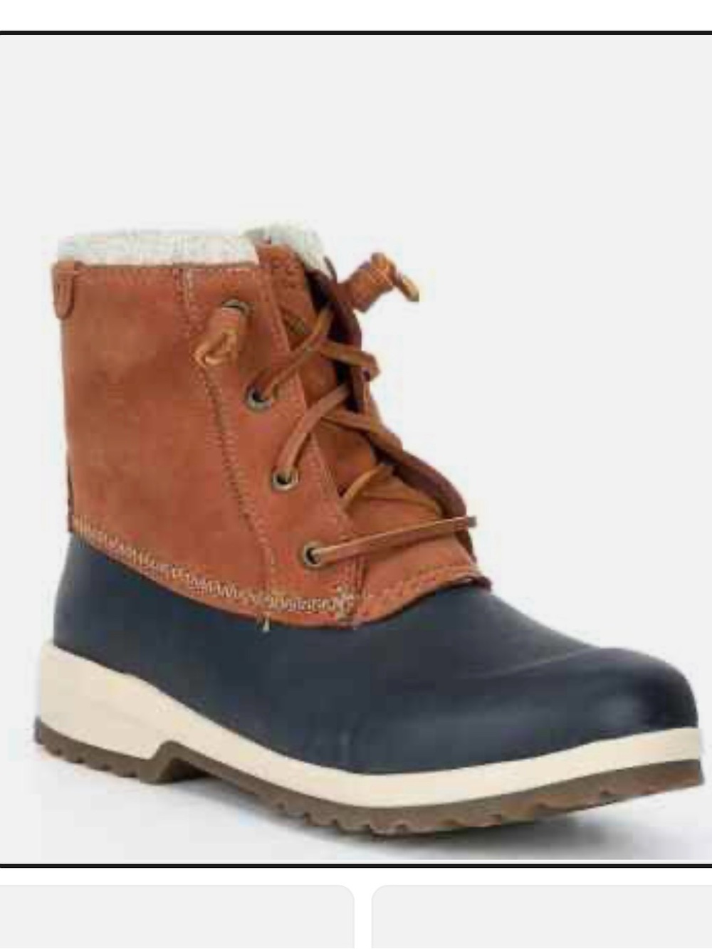Sperry Women's Maritime Repel winter Boots in Tan Leather and Blue Rubber size 6